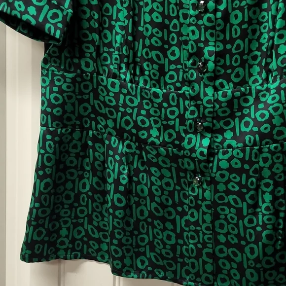 Victor Alfaro Emerald green 100% silk top size 10 wizard of oz - Picture 3 of 11